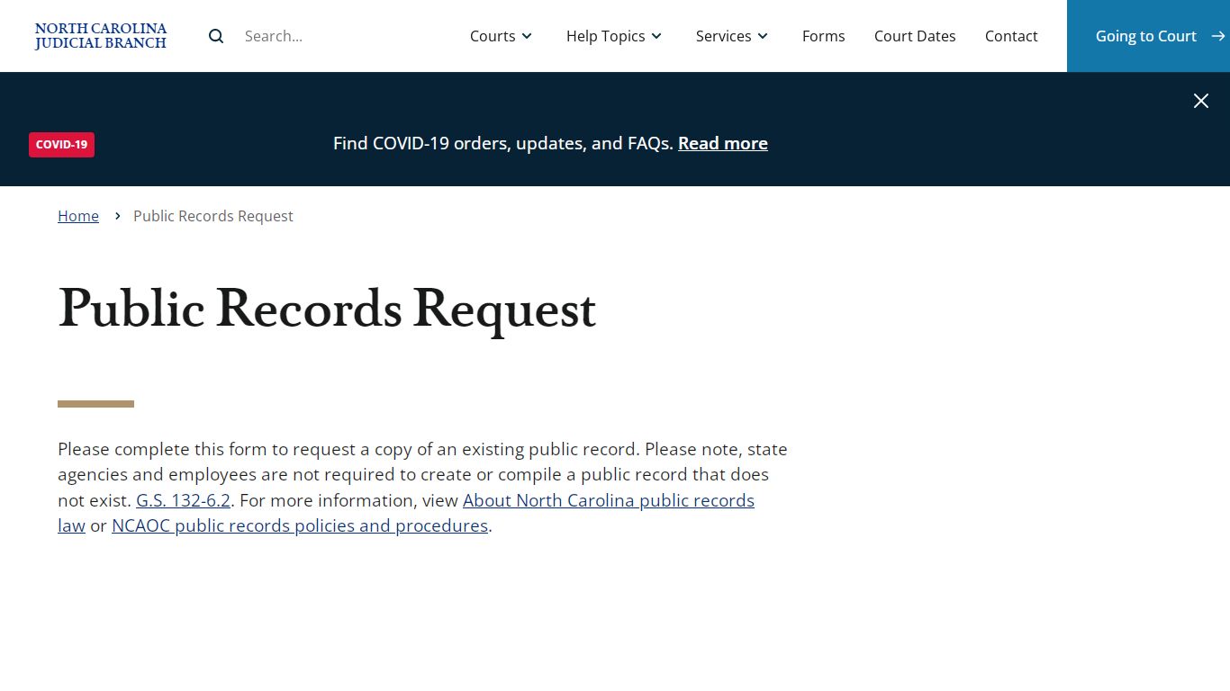 Public Records Request | North Carolina Judicial Branch - NCcourts